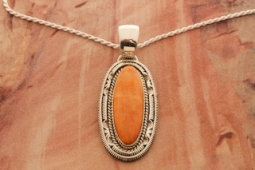 Artie Yellowhorse Genuine Spiny Oyster Shell Sterling Silver Navajo Pendant
